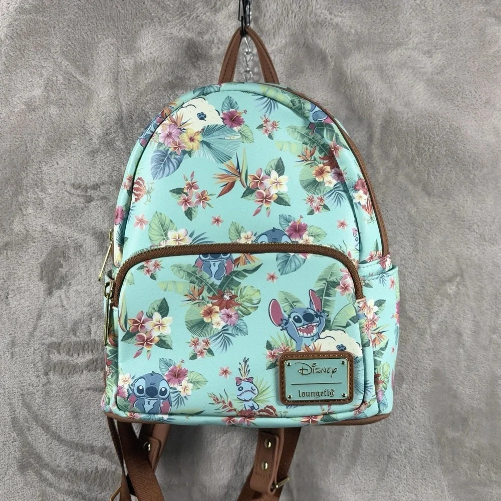 Loungefly Disney Lilo & Stitch Tropical Floral Mini Backpack Bag AOP